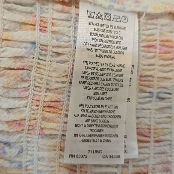 FRENCH CONNECTION Camille Verona Crepe Smocked Minidress in Summer White Large. - Picture 10 of 10